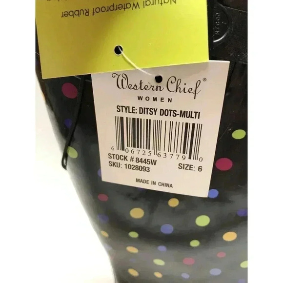Western Chief Womens Printed polkadot Tall Waterproof Rain Boot new - Picture 8 of 8
